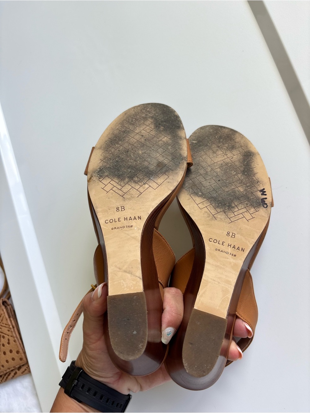 Cole Haan Strappy Tan Wedge Sandals Size 8 B - Picture 4 of 4